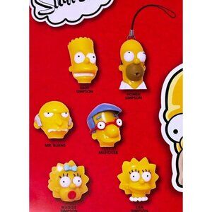 The Simpsons Full Set 6 Funny Face Charms Tomy Gacha Toy Vending 2" Capsules New